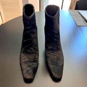 Salvatore Ferragamo Black Calf Hair Ankle Boots